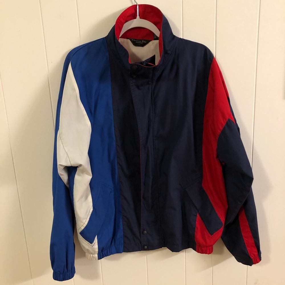 Christian Dior Monsieur Vintage Retro Colorblock Windbreaker Jacket Large